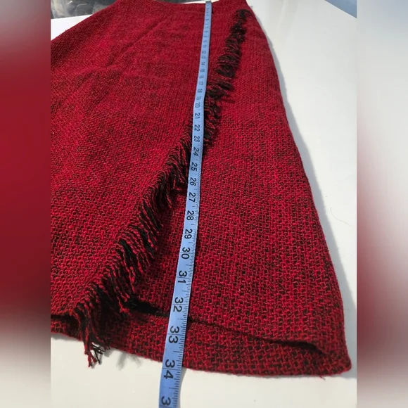 Butterfly Red Tweed Wrap Fringe Skirt S - Picture 9 of 9